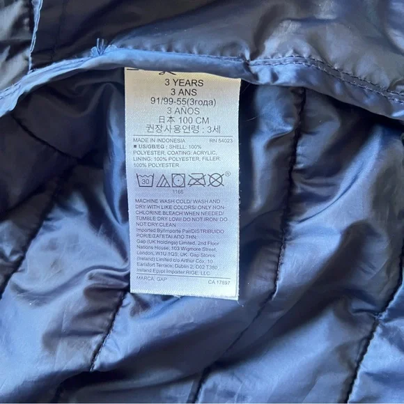Baby Gap Disney Mickey Mouse Lightweight Puffer Jacket Blue Toddler Size 3T - Picture 9 of 10